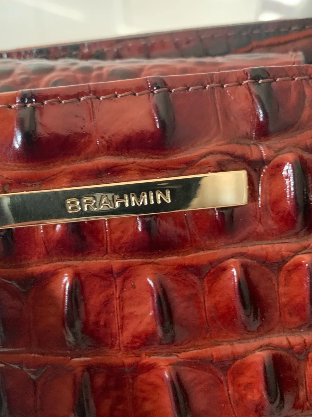 NWT Brahmin Joan Tote Pecan Melbourne Brown Croc Emb Leather Dust Bag Card N4515